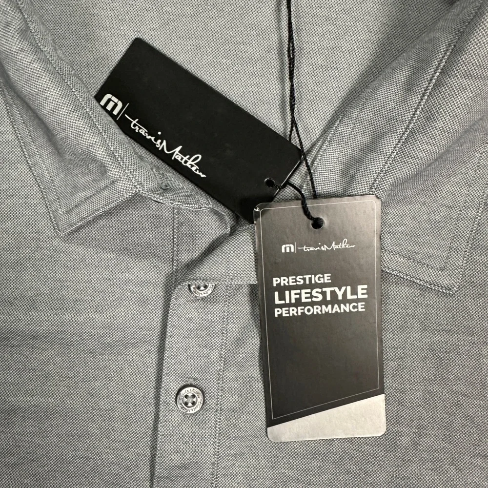 NWT TravisMathew Oceanside Heather Polo Shirt Men's Size 3XL Grey Pima Blend